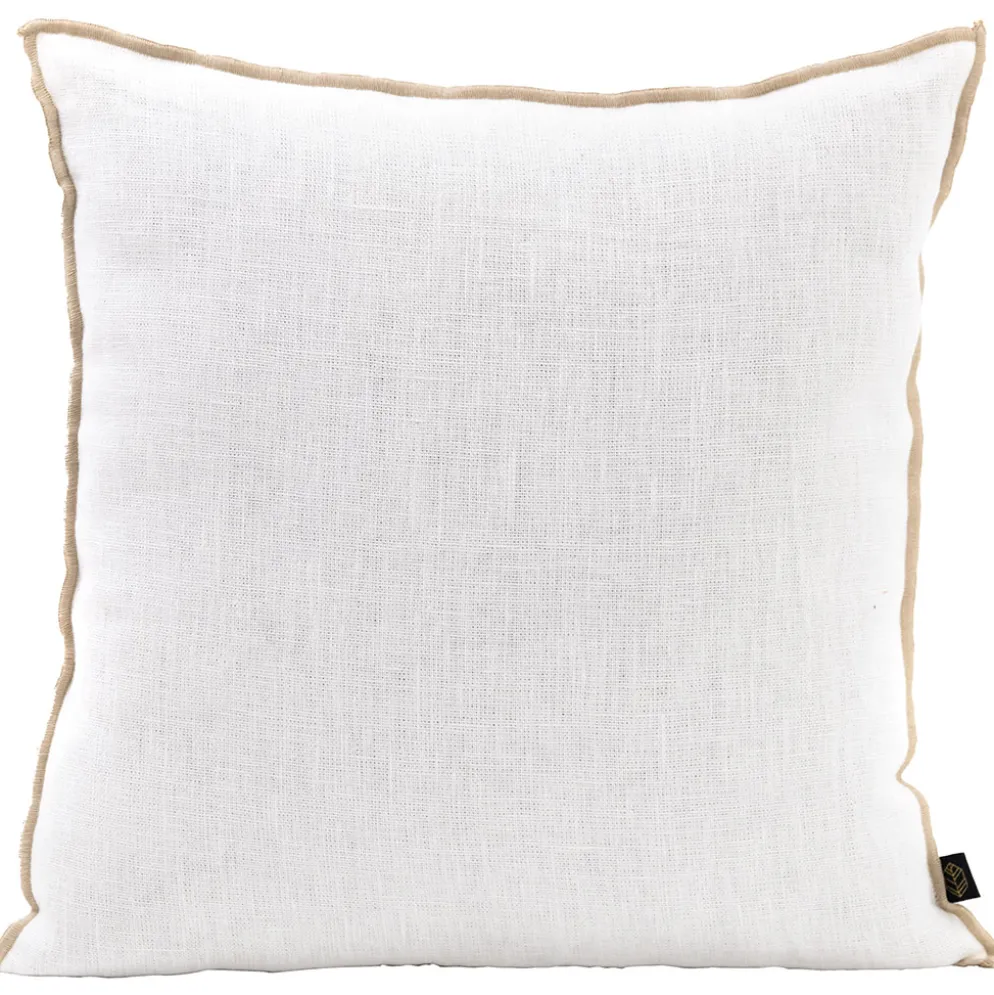 Housse de coussin chennai blanc 45x45cm en lin lave