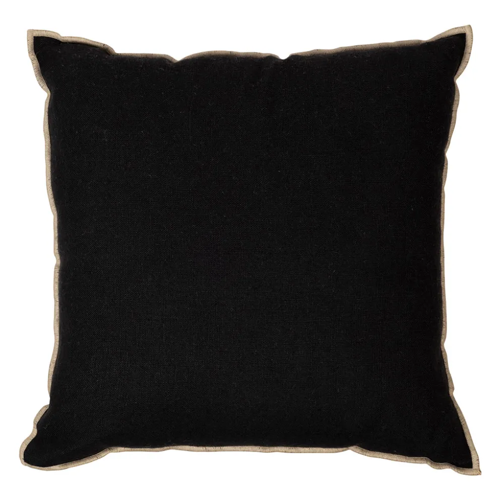 Housse de coussin chennai noir 45x45cm en lin lave