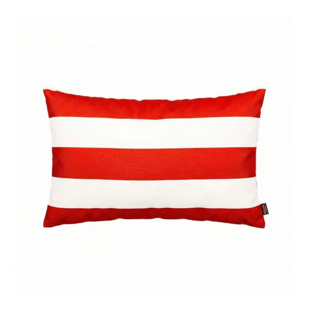 Housse de coussin d'extérieur rayé vermillon et blanc 40x60cm - Riviera