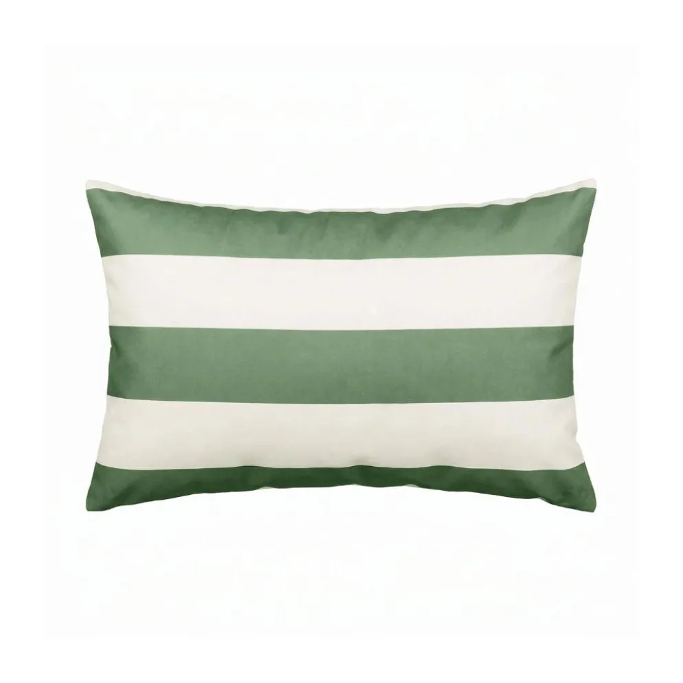 Housse de coussin d'extérieur rayé amande et blanc 40x60cm - Riviera