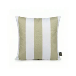 Housse de coussin d'extérieur rayé lin et blanc 45x45cm - Riviera