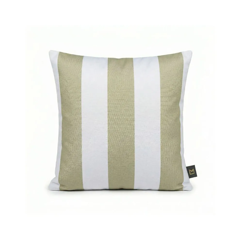 Housse de coussin d'extérieur rayé lin et blanc 45x45cm - Riviera