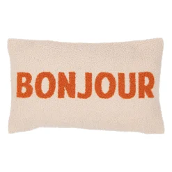 Housse de coussin en bouclettes ecru 50x30cm - Funny