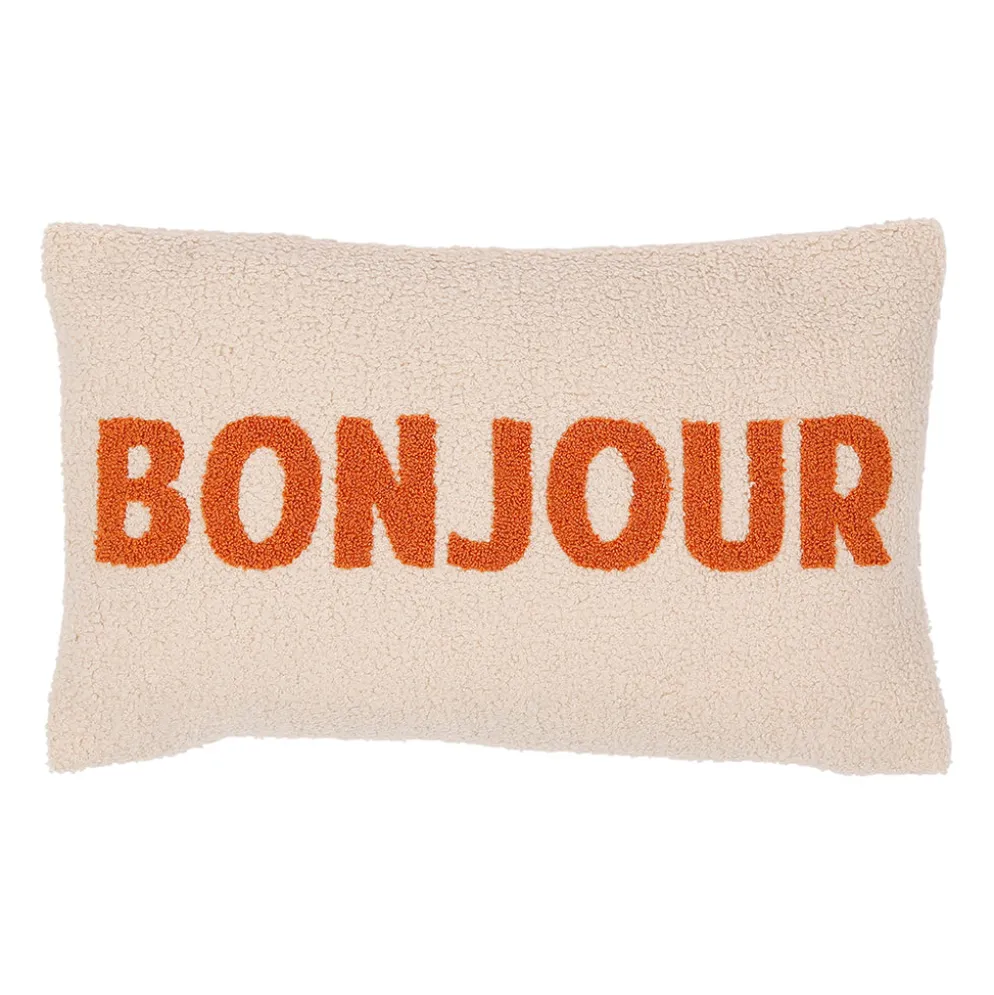 Housse de coussin en bouclettes ecru 50x30cm - Funny