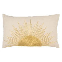 Housse de coussin en coton et lin blanc 50x30cm - Soleil