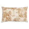Housse de coussin en coton écru et palmiers camel 50x30cm - Mocoa