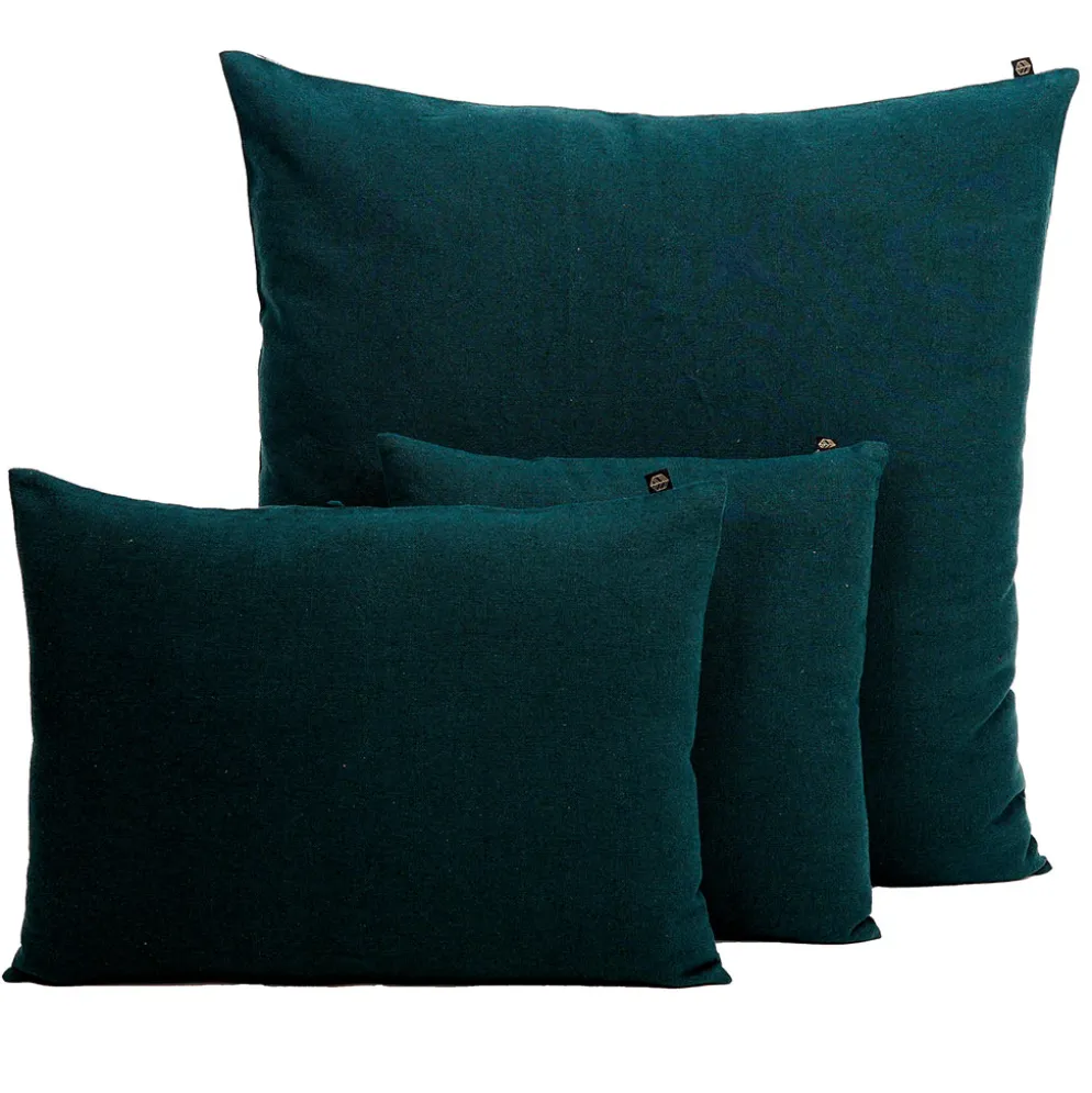 Housse de coussin en lin et coton bleu de prusse 40x60cm - Figari