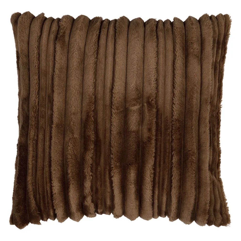 Housse de coussin en velours côtelé brun 45x45cm - Klosen