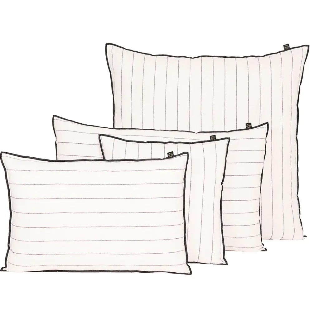 Housse de coussin rayée en lin et coton blanc 45x45cm - Calvi II