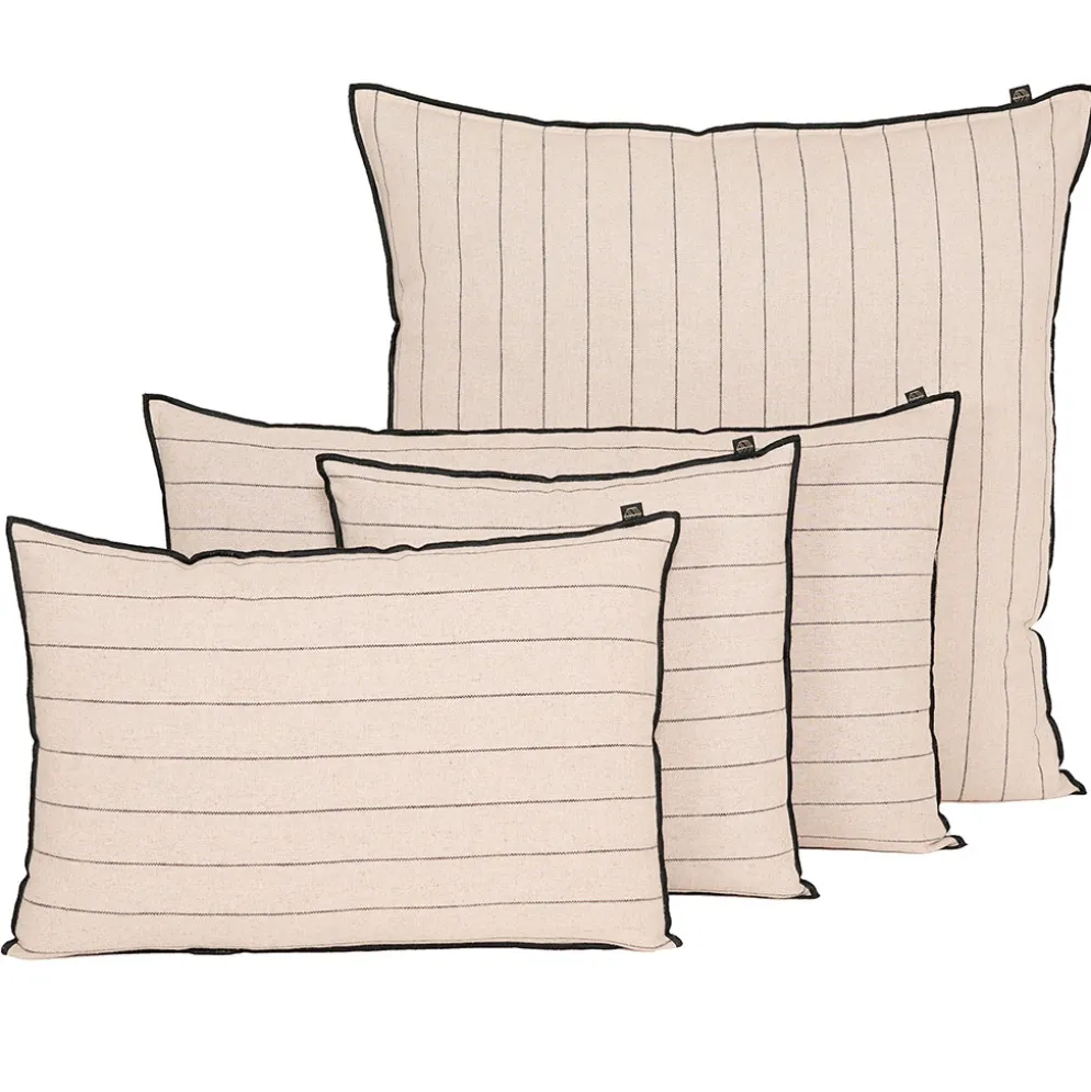 Housse de coussin rayée en lin et coton naturel 40x60cm - Calvi II