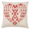 Housse de coussin ski en coton beige et rouge 45x45cm - Chalet