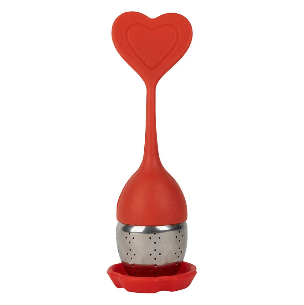 Infuseur thé en inox rouge - Coeur