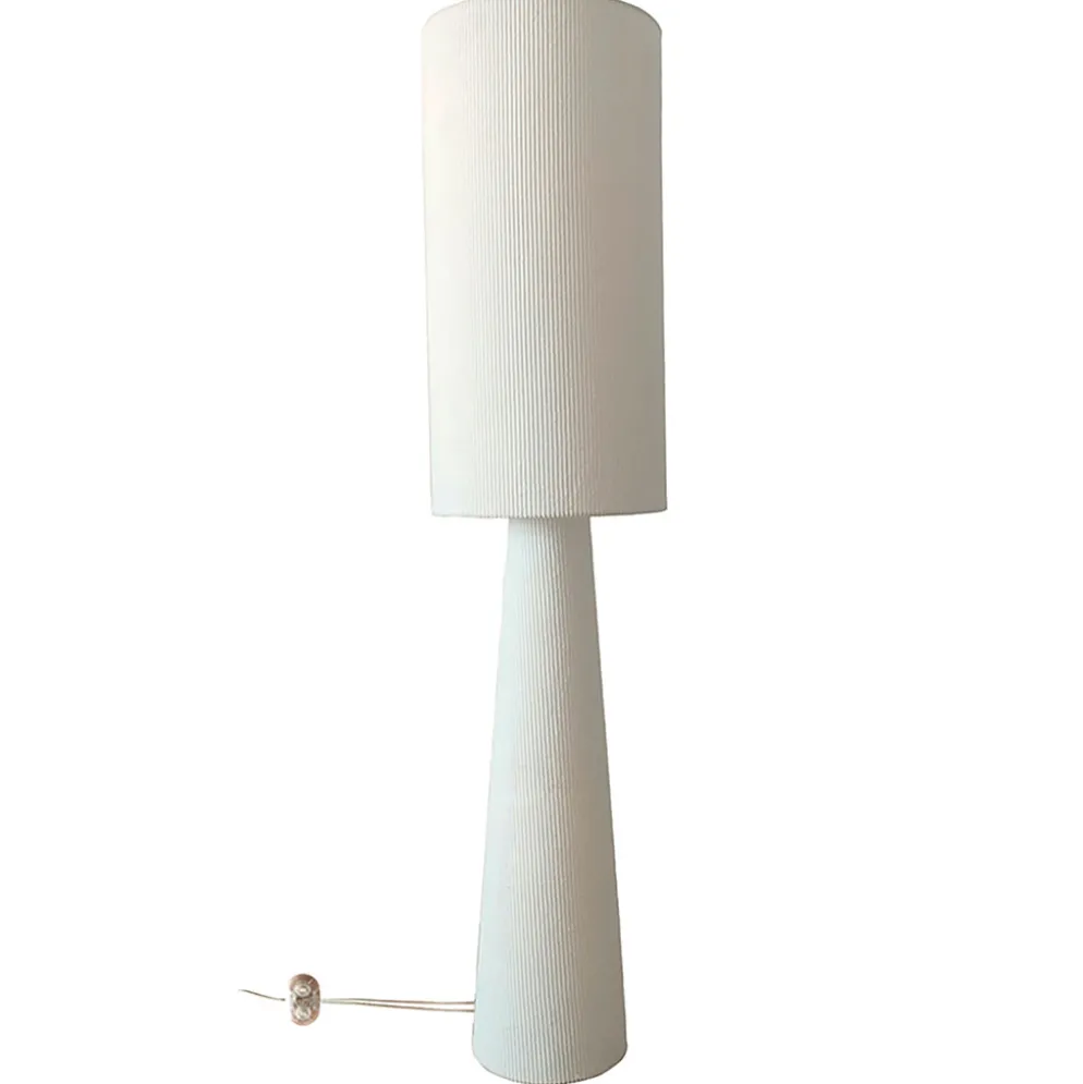 Lampadaire en velours côtelé blanc h130cm E24 - Saturne