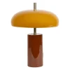 Lampe champignon en fer brun et moutarde h40cm E14x2 - Arty