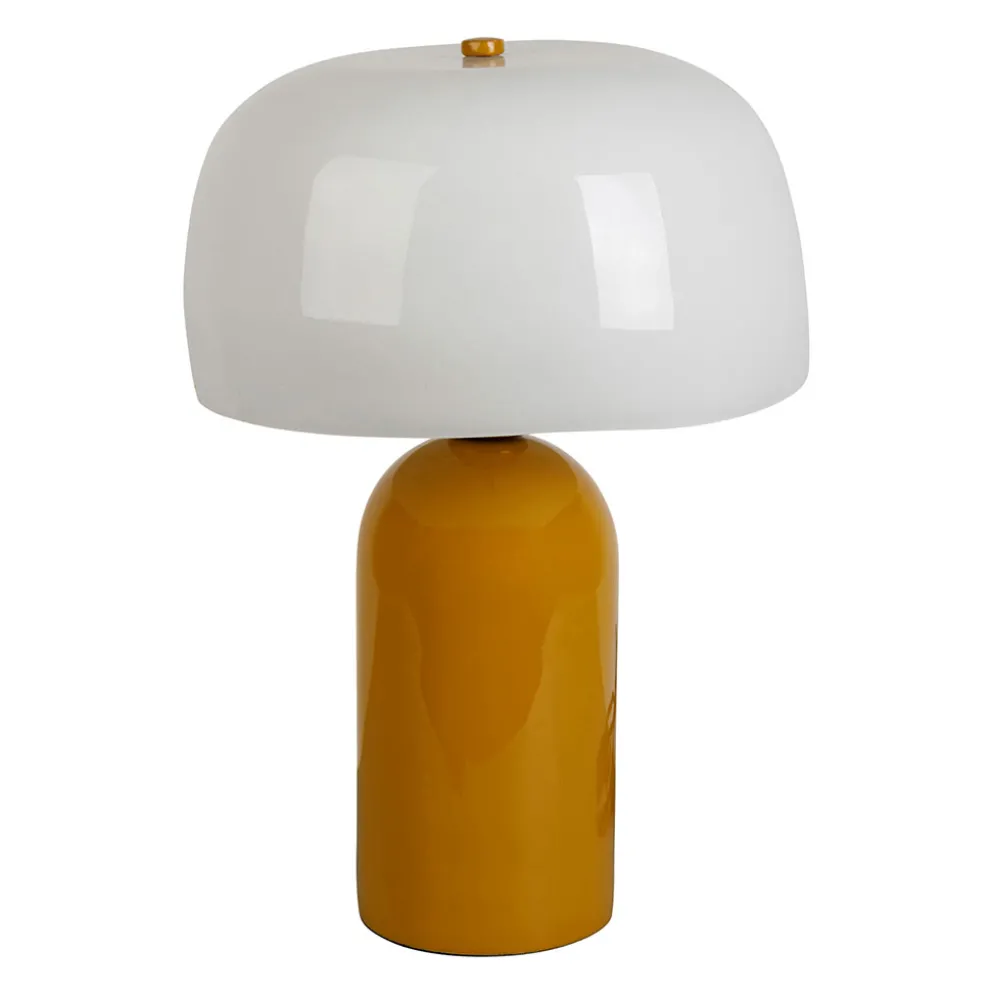 Lampe champignon en fer moutarde et écru h36cm E14 - Champart