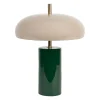 Lampe champignon en fer émeraude et écru h40cm E14x2 - Arty