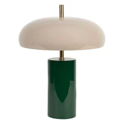 Lampe champignon en fer émeraude et écru h40cm E14x2 - Arty