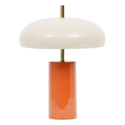 Lampe champignon en fer orange et écru h40cm E14x2 - Arty