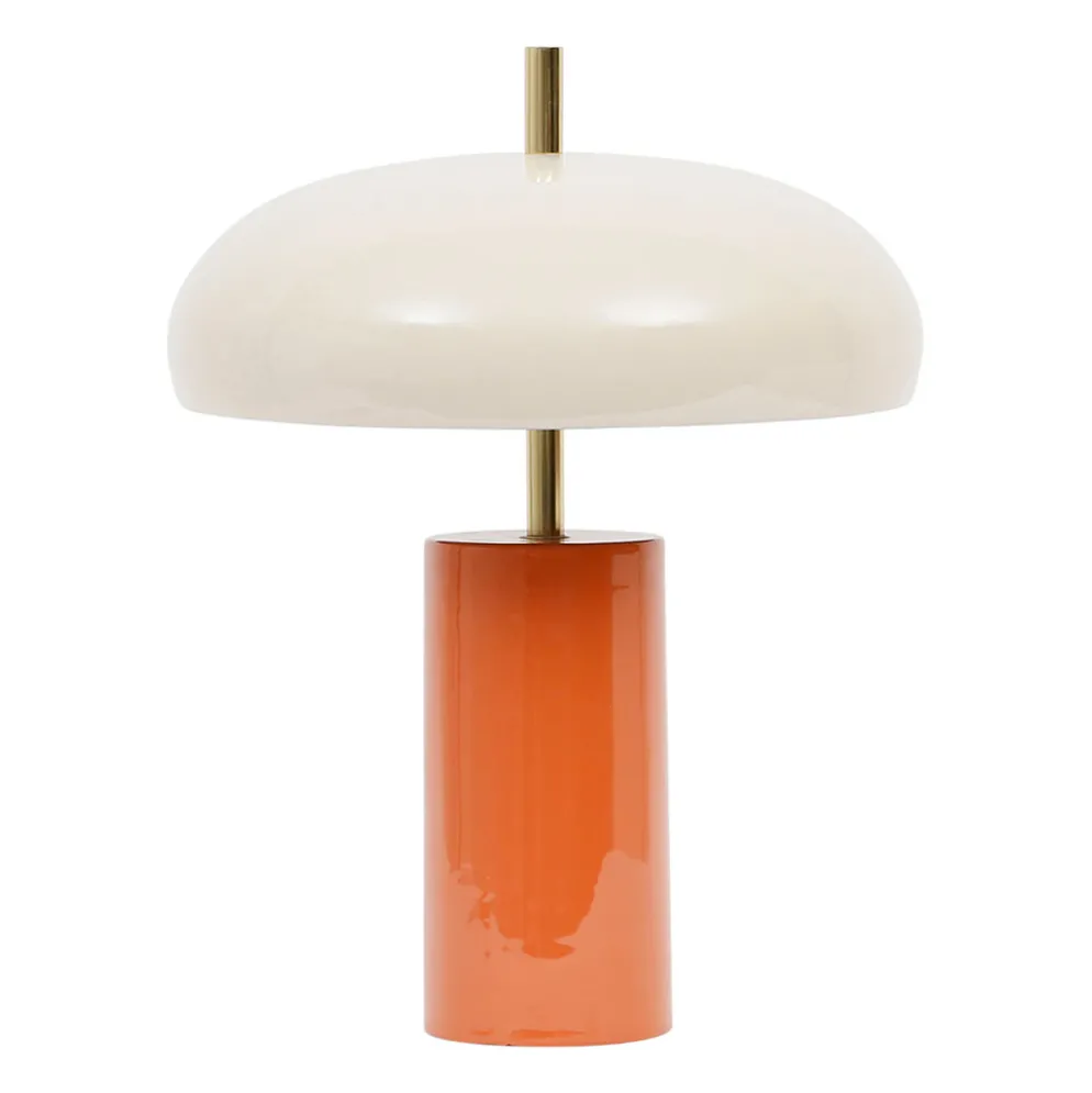 Lampe champignon en fer orange et écru h40cm E14x2 - Arty
