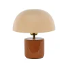 Lampe champignon en fer terracotta et beige h24cm E14 - Champart