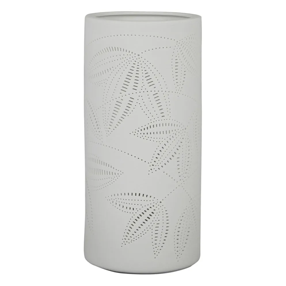 Lampe cylindre en porcelaine blanc h24cm E14 - Palmea
