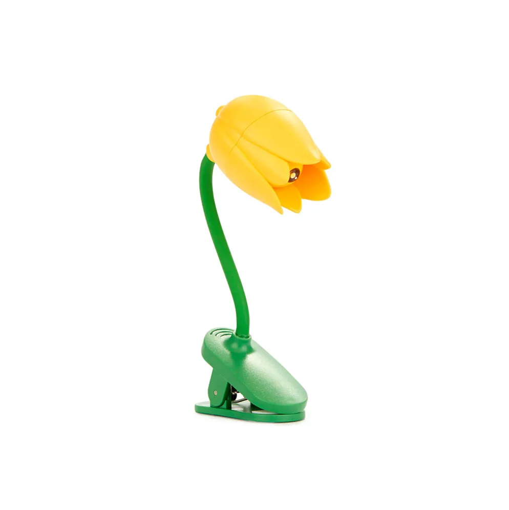 Lampe de lecture à piles tulipe vert et jaune h11cm
