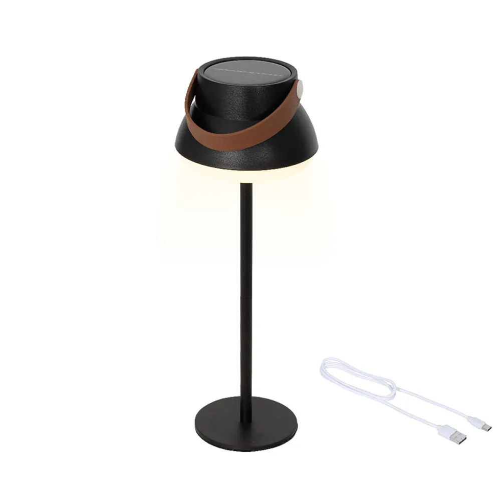 Lampe de table solaire noir h37cm