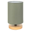 Lampe en bois d'hévéa et coton kaki h24cm E14 - Filen