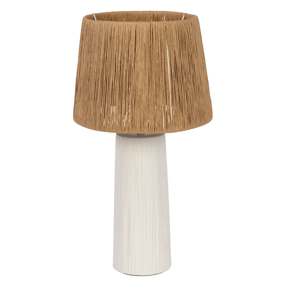 Lampe en corde et céramique écru h48cm E27 - Lignes