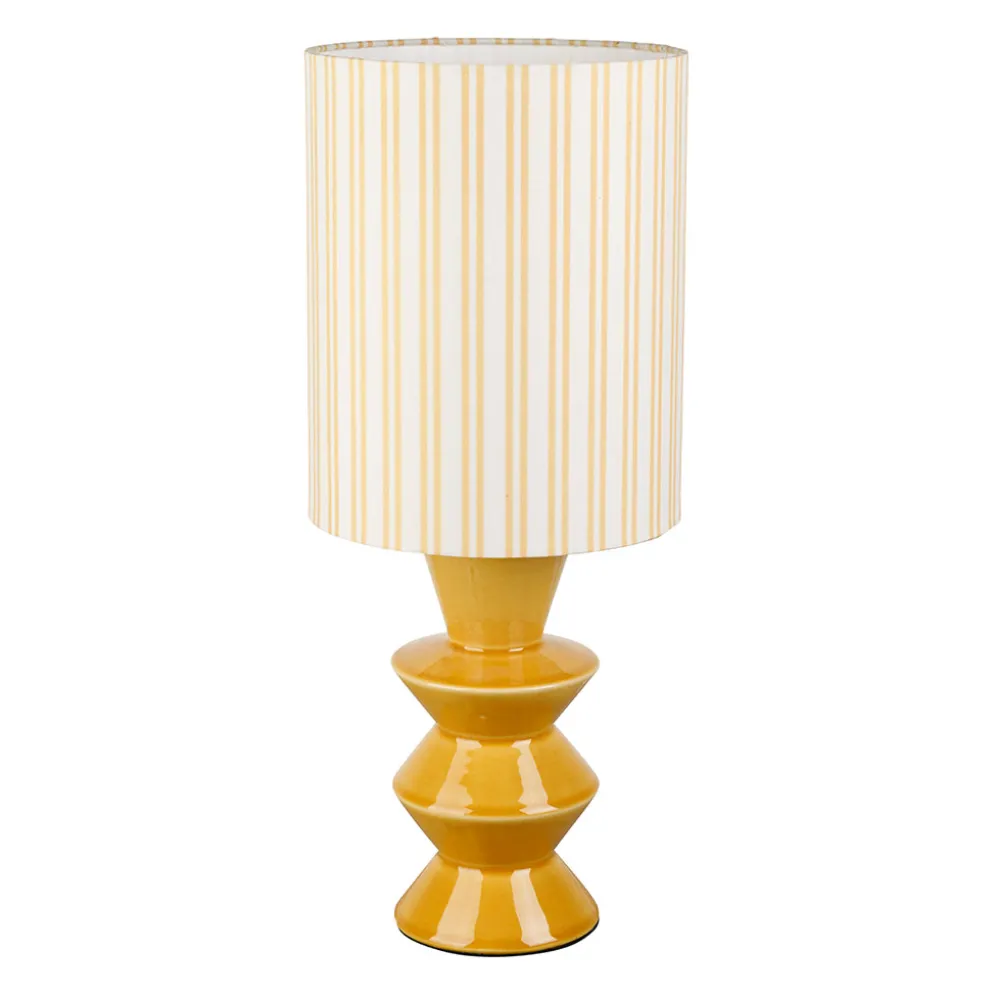 Lampe en coton et céramique moutarde h39cm E27 - Verda
