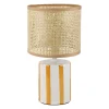 Lampe en céramique rayée camel et blanc H27cm E14 - Medi