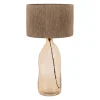 Lampe en jute et verre ambre h60cm E27 - Heliac
