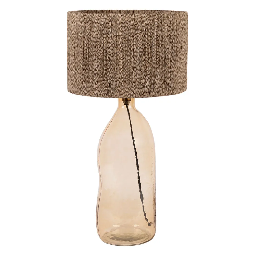 Lampe en jute et verre ambre h60cm E27 - Heliac