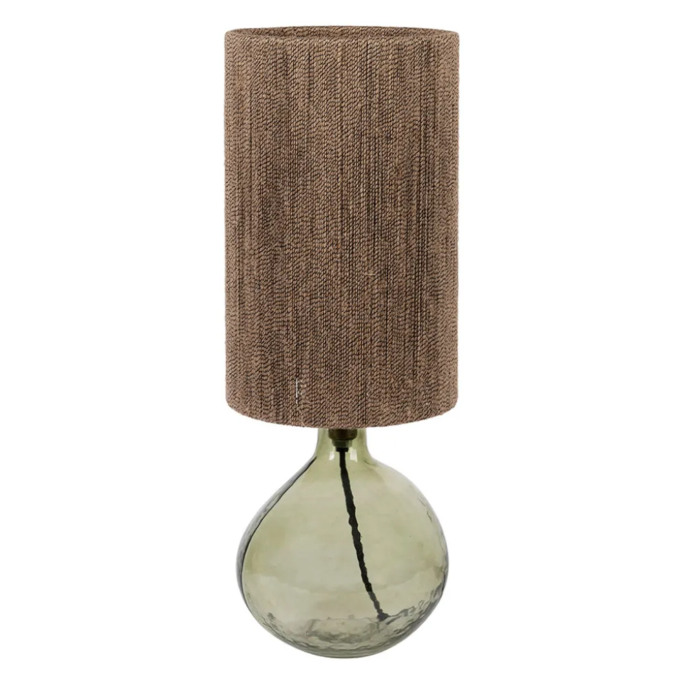Lampe en jute et verre vert h46cm E27 - Heliac