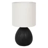 Lampe en lin et céramique noir et écru h26cm E14 - Minimal