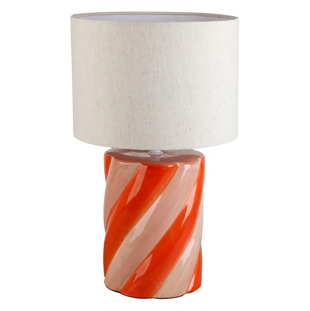 Lampe en lin et céramique rouge et rose h42cm E27 - Pop's