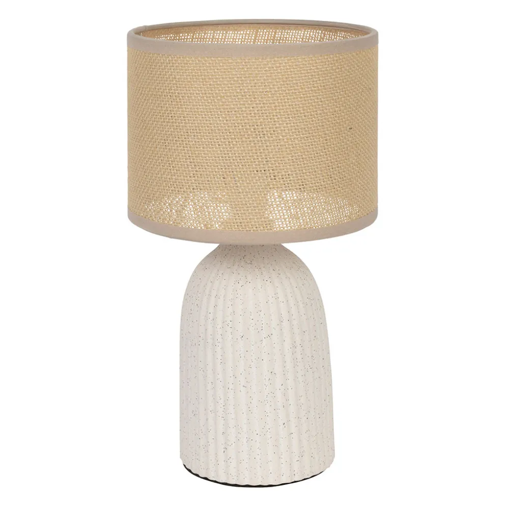 Lampe en lin et céramique écru h28cm E14 - Essencia