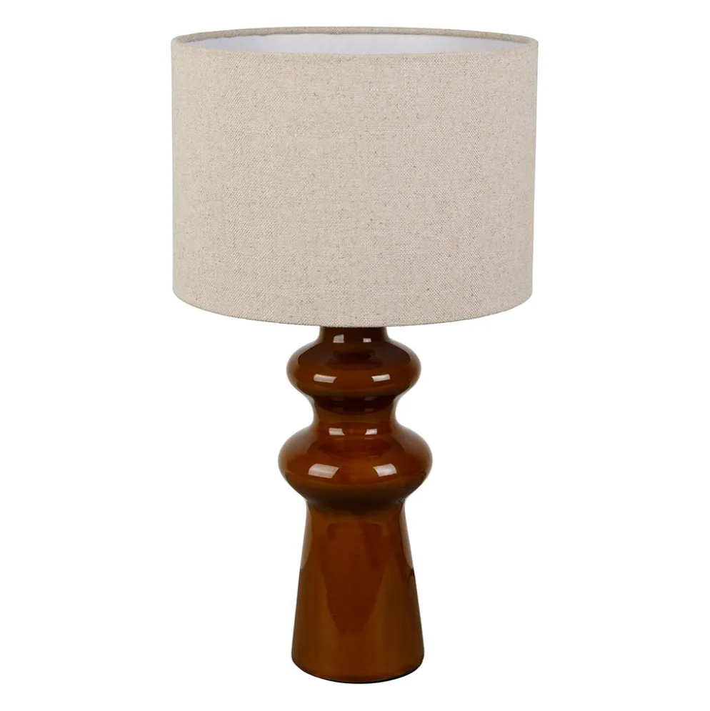 Lampe en lin et céramique brun h41cm E14 - Opale