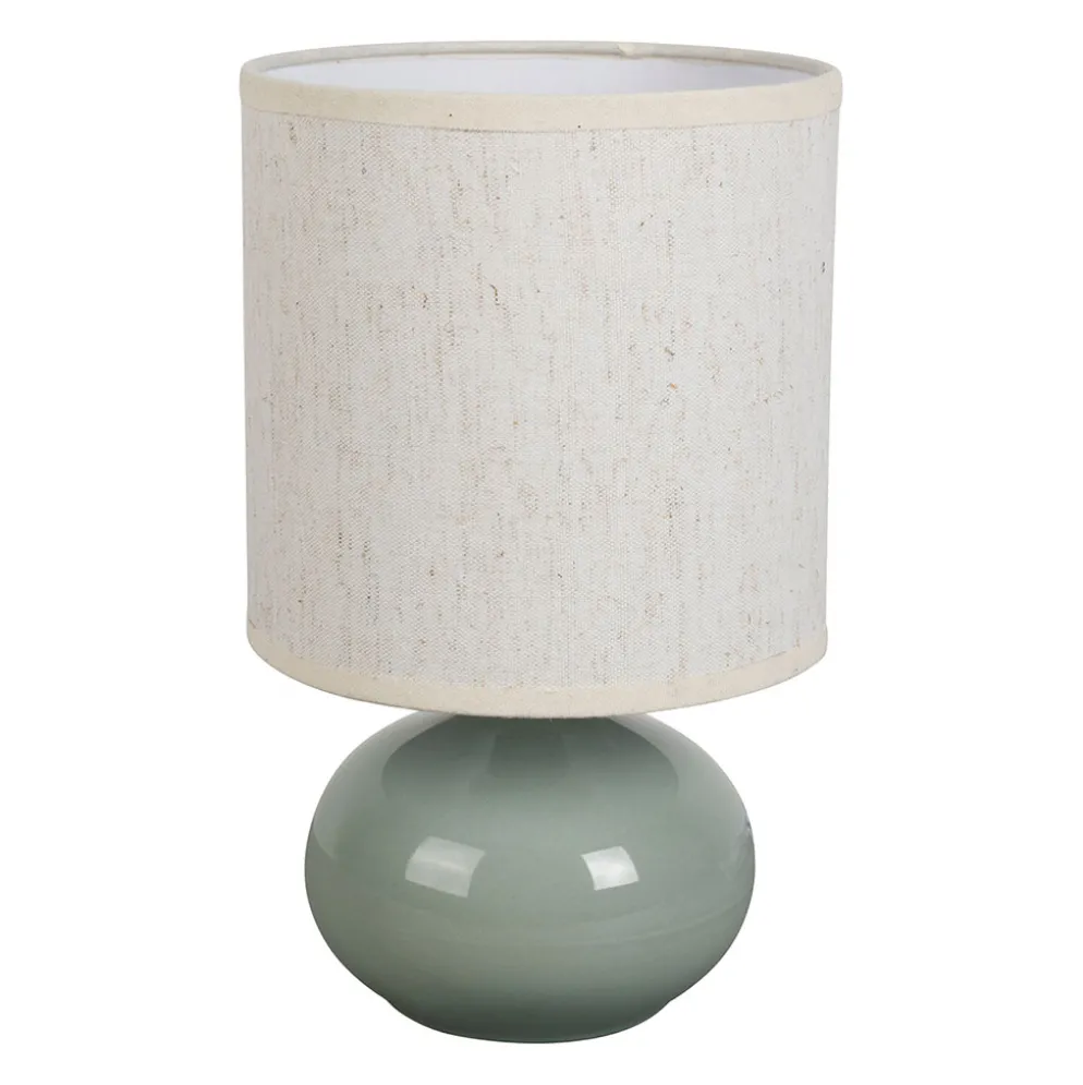 Lampe en lin et céramique sauge h25cm E14 - Klosen
