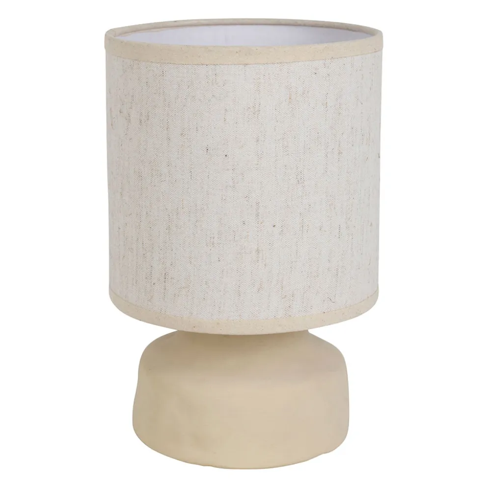 Lampe en lin et céramique écru h23cm E14 - Eterra