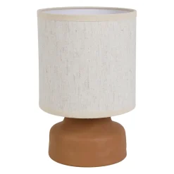 Lampe en lin et céramique terracotta h23cm E14 - Eterra