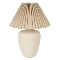 Lampe en lin et céramique écru h40cm E14 - Greeka