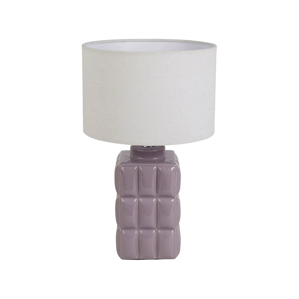 Lampe en lin et céramique violet h35cm E14 - Funy