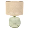 Lampe en lin et verre vert h36cm E14 - Celeste