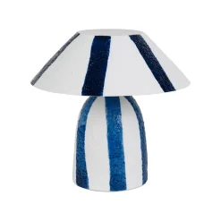 Lampe en porcelaine rayée indigo et blanc h25cm G9 - Alaria
