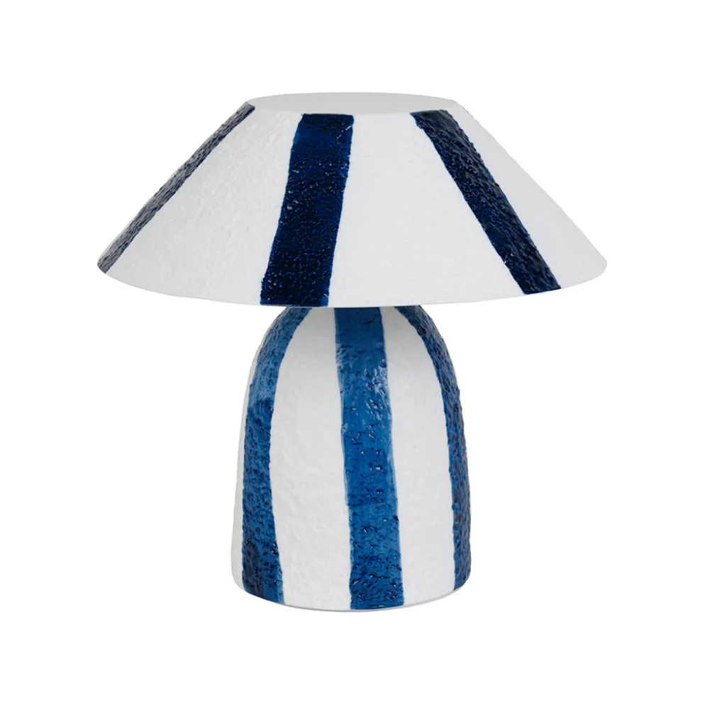 Lampe en porcelaine rayée indigo et blanc h25cm G9 - Alaria