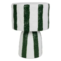 Lampe en porcelaine rayée émeraude et blanc h27cm G9 - Alaria