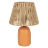 Lampe en raphia et terre cuite terracotta mat h32cm E27 - Nira