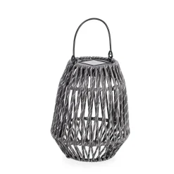 Lanterne solaire en acier gris h20cm - Taiki