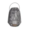 Lanterne solaire en acier gris h33cm - Taiki